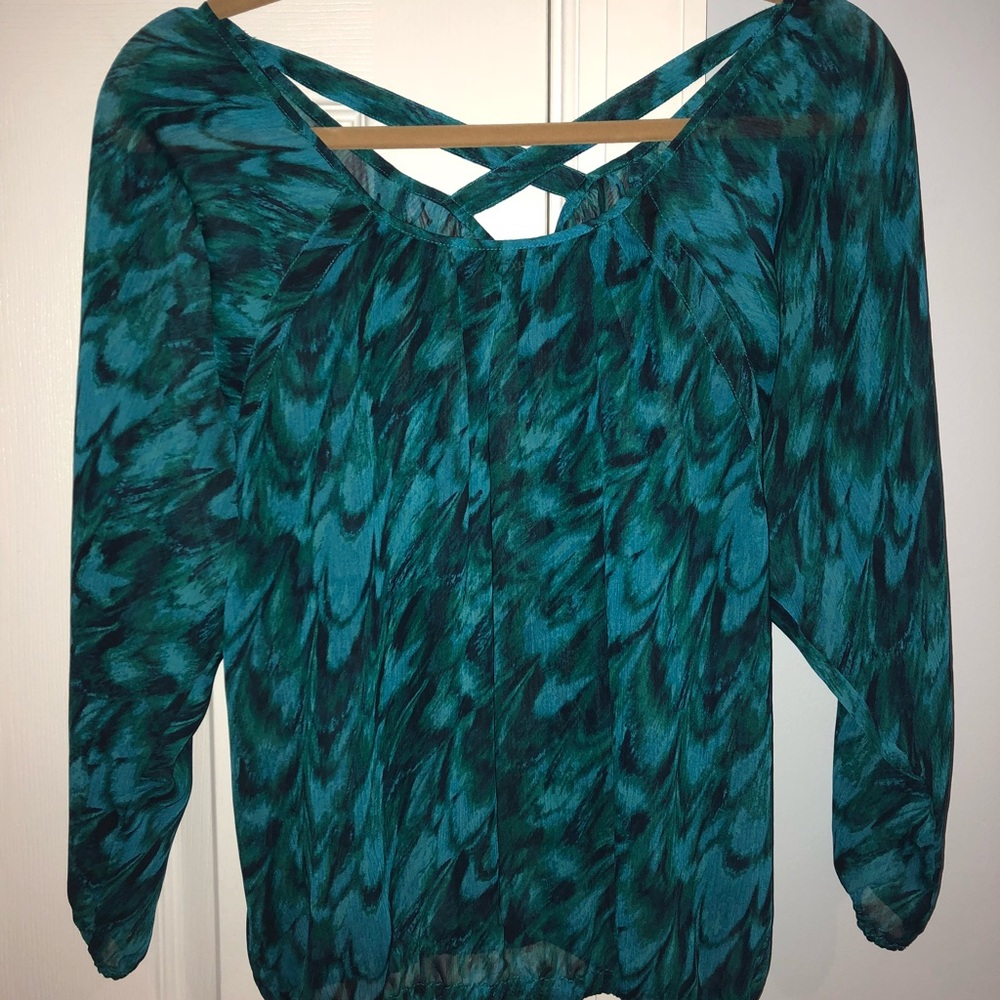 Express blue/green designed blouse